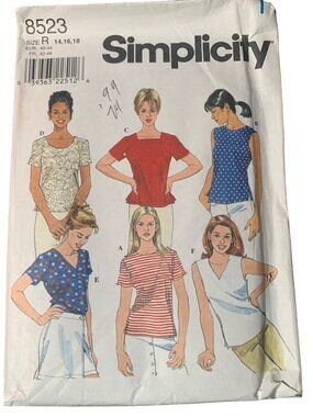 Simplicity 8523 Misses' Top Sewing Pattern Size 14 16 18 90s